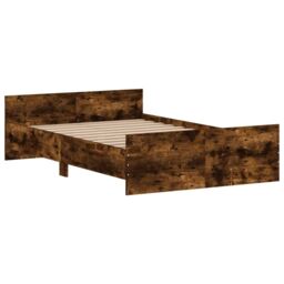 Berkfield Home Bed Frame with Headboard & Footboard Smoked Oak 120x190 cm Small Double in Brown - thumbnail 3