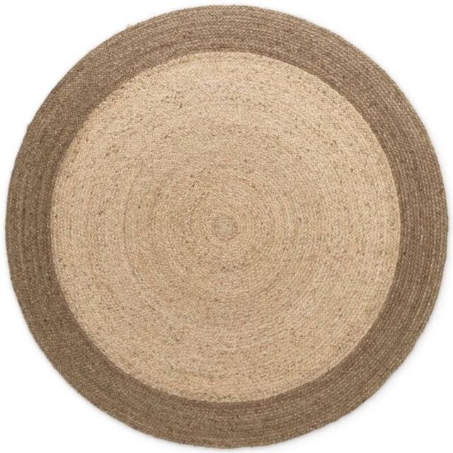 THE RUGS Jutta Reversible Jute Flatweave Round Rug Hand Woven Living Room in Brown - Size: 160 cm diameter - image 1