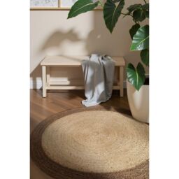THE RUGS Jutta Reversible Jute Flatweave Round Rug Hand Woven Living Room in Brown - Size: 160 cm diameter - thumbnail 9