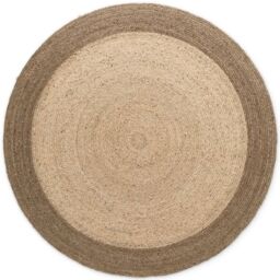 THE RUGS Jutta Reversible Jute Flatweave Round Rug Hand Woven Living Room in Brown - Size: 160 cm diameter - thumbnail 1
