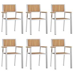 Berkfield Home White 7 Piece Garden Dining Set Solid Wood Teak in Brown - thumbnail 6