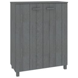 Berkfield Home Shoe Cabinet HAMAR Dark Grey 85x40x108 cm Solid Wood Pine - Size: 85 x 40 x 108 cm - thumbnail 2