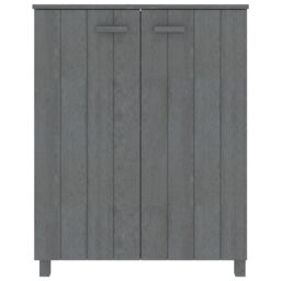 Berkfield Home Shoe Cabinet HAMAR Dark Grey 85x40x108 cm Solid Wood Pine - Size: 85 x 40 x 108 cm - thumbnail 3