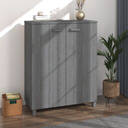 Berkfield Home Shoe Cabinet HAMAR Dark Grey 85x40x108 cm Solid Wood Pine - Size: 85 x 40 x 108 cm
