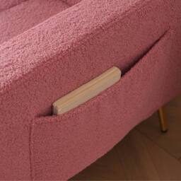 Merax 3 Seater Sherpa Sofa Bed with Adjustable Backrest in Pink - thumbnail 8