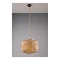 Netlighting ZEN Cylindrical Pendant Ceiling Light Wood 40x31cm in Brown - Size: 40x31 cm - thumbnail 2