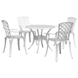Berkfield Home 5 Piece Garden Dining Set White Cast Aluminium