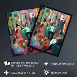 "Artery8 After Dinner Cocktails Colourful Modern Abstract Painting Art Print Framed Poster Wall Decor 12x16 inch in Black - Size: W12"" x H16""" - thumbnail 2