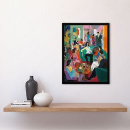 "Artery8 After Dinner Cocktails Colourful Modern Abstract Painting Art Print Framed Poster Wall Decor 12x16 inch in Black - Size: W12"" x H16""" - thumbnail 4