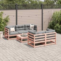 Berkfield Home 6 Piece Garden Sofa Set Solid Wood Douglas Fir in Brown - thumbnail 3