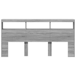 Berkfield Home Headboard Cabinet with LED Grey Sonoma 200x17x102 cm - Size: 200 x 17 x 102 cm - thumbnail 6