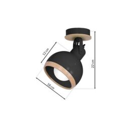 Milagro Oval Wall Lamp Hand Made White With Natural Wood in Black - thumbnail 6