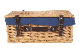Red Hamper Wicker 45cm Buff Picnic Basket with Cotton Lining in Blue - thumbnail 4