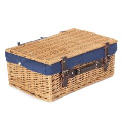 Red Hamper Wicker 45cm Buff Picnic Basket with Cotton Lining in Blue - thumbnail 2
