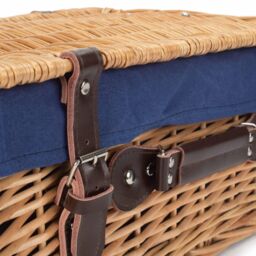 Red Hamper Wicker 45cm Buff Picnic Basket with Cotton Lining in Blue - thumbnail 5