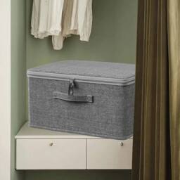 FLAVORA S (30x20x14) Canvas Storage Boxes Foldable in Grey - Size: 500mm - thumbnail 5