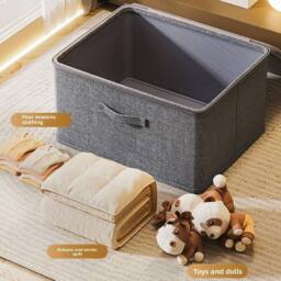 FLAVORA S (30x20x14) Canvas Storage Boxes Foldable in Grey - Size: 500mm