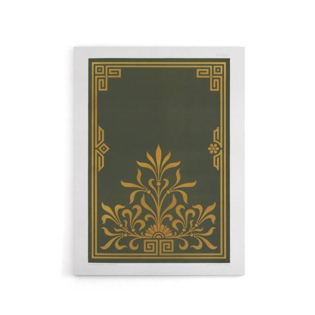 "Artery8 Antique Art Deco Botanical Pattern Audsley Canvas Wall Art Print in Green - Size: W12"" x H16""" - image 1