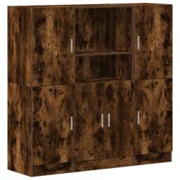 Berkfield Home Durable 3 Piece Kitchen Cabinet Set Smoked Oak Engineered Wood in Brown - thumbnail 3