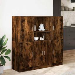 Berkfield Home Durable 3 Piece Kitchen Cabinet Set Smoked Oak Engineered Wood in Brown