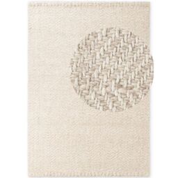THE RUGS Majoli Handwoven Wool Jute Rug Scandinavian Boho Style 10mm Pile in White - Size: 120 cm x 170 cm - thumbnail 1