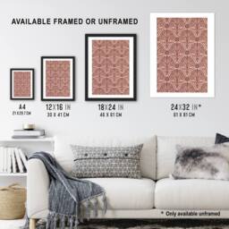 Artery8 Antique Botanical Greek Pattern Audsley Framed Wall Art Print in Pink - Size: A4 - thumbnail 3