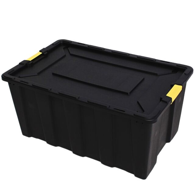 Novecrafto Large Plastic Storage Box with Lid - Heavy Duty Container 150L Capacity 92 x 58 x 42cm in Black - image 1