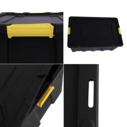 Novecrafto Large Plastic Storage Box with Lid - Heavy Duty Container 150L Capacity 92 x 58 x 42cm in Black - thumbnail 9