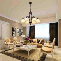 NIVOR Classic 6-Light Bell Pendant, Black Gold Frosted Glass Chandelier E27 - thumbnail 8