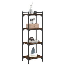 Berkfield Home Bookcase 4-Tier Smoked Oak 40x30x120 cm Engineered Wood in Brown - Size: 40 x 30 x 120 cm - thumbnail 3