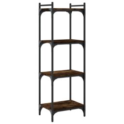 Berkfield Home Bookcase 4-Tier Smoked Oak 40x30x120 cm Engineered Wood in Brown - Size: 40 x 30 x 120 cm - thumbnail 6