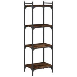 Berkfield Home Bookcase 4-Tier Smoked Oak 40x30x120 cm Engineered Wood in Brown - Size: 40 x 30 x 120 cm - thumbnail 2