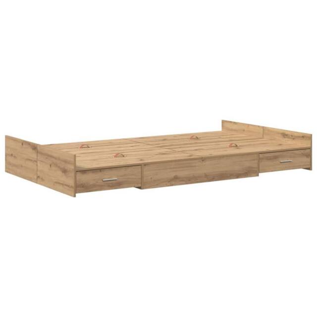 Berkfield Home Storage Bed Frame with Drawer Artisan oak 120 x 200 cm Melamine in Brown - image 1