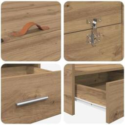 Berkfield Home Storage Bed Frame with Drawer Artisan oak 120 x 200 cm Melamine in Brown - thumbnail 9