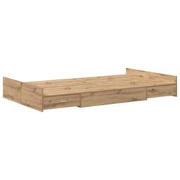 Berkfield Home Storage Bed Frame with Drawer Artisan oak 120 x 200 cm Melamine in Brown - thumbnail 7
