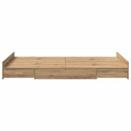 Berkfield Home Storage Bed Frame with Drawer Artisan oak 120 x 200 cm Melamine in Brown - thumbnail 5