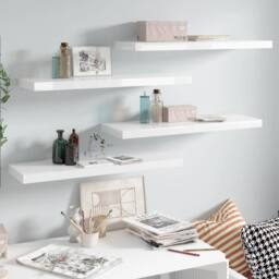 Berkfield Home Durable Floating Wall Shelves 4 pcs High Gloss White 80x23.5x3.8 - thumbnail 2