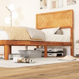 Costway Single Size Bed Frame Acacia Wood Platform Bed w/Headboard in Natural - thumbnail 3
