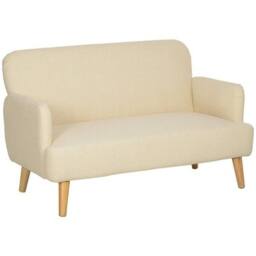 NESTLUNE 2 Seater Sofa with 21cm Thick Padding & Wood Legs in Beige - Size: 100 cm x 15 cm - thumbnail 1