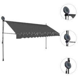 Berkfield Home Manual Retractable Awning with LED 400 cm Anthracite in Dark Grey - thumbnail 3