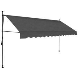 Berkfield Home Manual Retractable Awning with LED 400 cm Anthracite in Dark Grey - thumbnail 1