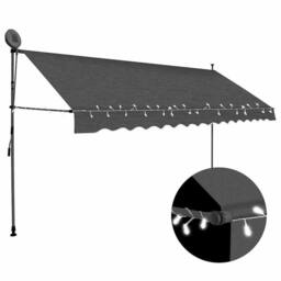 Berkfield Home Manual Retractable Awning with LED 400 cm Anthracite in Dark Grey - thumbnail 2
