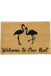 Artsy Mats Welcome To Our Nest Flamingo Doormat in Black - Size: 40 cm x 60 cm - thumbnail 1