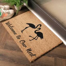 Artsy Mats Welcome To Our Nest Flamingo Doormat in Black - Size: 40 cm x 60 cm - thumbnail 2