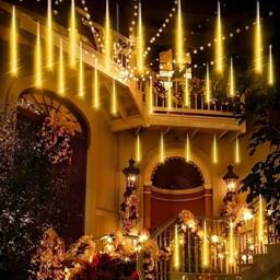 EONLION Warm White LED Solar Lights Meteor Shower Rain - Size: 100 cm - thumbnail 4