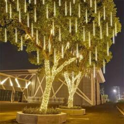 EONLION Warm White LED Solar Lights Meteor Shower Rain - Size: 100 cm - thumbnail 1