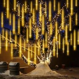 EONLION Warm White LED Solar Lights Meteor Shower Rain - Size: 100 cm - thumbnail 3