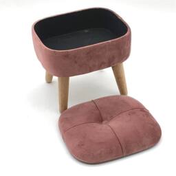 Nordara Mustard Pink Velvet Ottoman Lift Top Storage Footstool For Lounge - Size: 110 cm x 35 cm - thumbnail 5