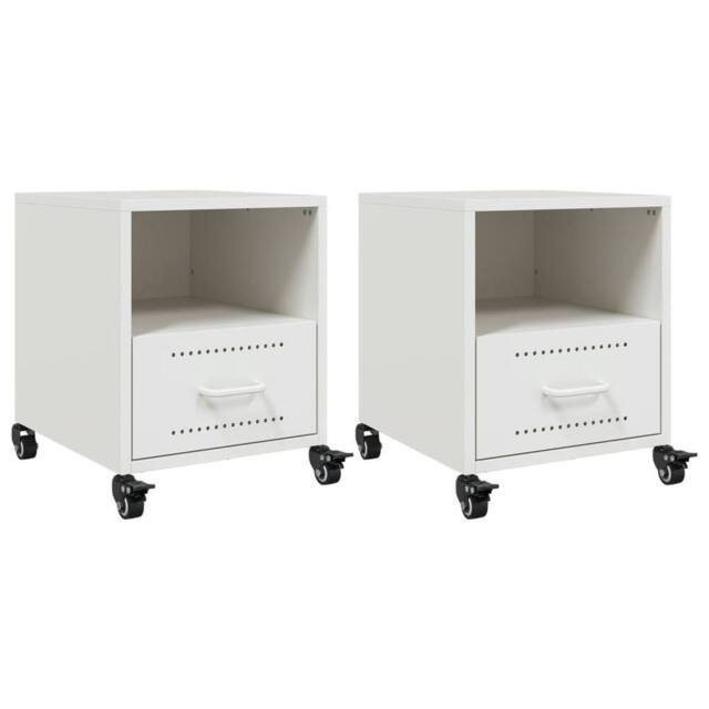 Berkfield Home Bedside Cabinets 2 pcs White 36x39x43.5 cm Steel - image 1