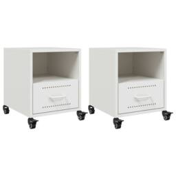 Berkfield Home Bedside Cabinets 2 pcs White 36x39x43.5 cm Steel - thumbnail 1